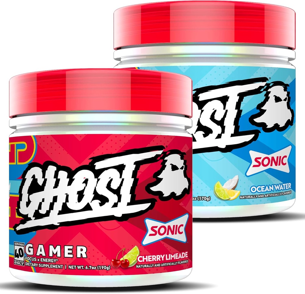 GHOST Gamer Sonic Bandle: enerģija un fokusa atbalsts Formula - Ocean Water and Cherry Limade