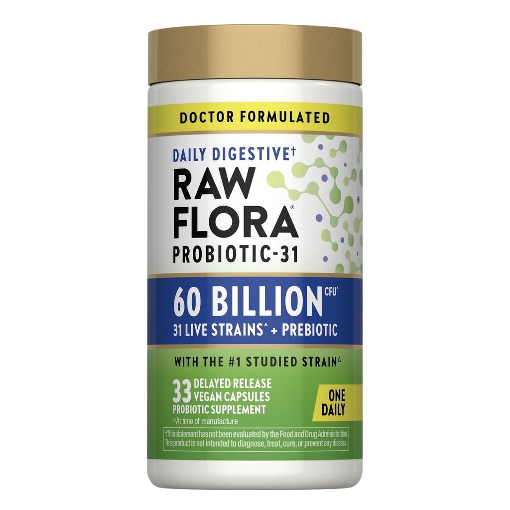 Dabas patiesība Raw Flora Probiotika ar prebiotikām - 60 miljardi KVV - Daily Gremošanas Vegan kapsulas -- Gluten bezmaksas papildinājums vīriešiem un sievietēm