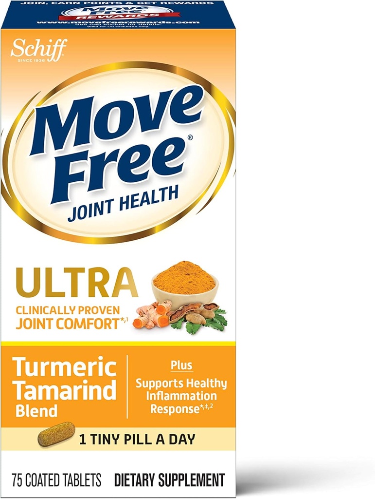 Kustība Bezmaksas Ultra Turmerika + Tamarinda locītavas atbalsta tabletes, 75 Skaits - locītavu komfortam*1, Atbalsta Veselīga iekaisuma atbildes reakcija *‡2, 1 Tiny Pill Dienā, Antioksidanti