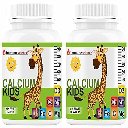Verems Kalcijs bērniem ar D3 vitamīnu (VIT d), magniju, cinka piedevu, C vitamīnu, L-lizīna multivitamīnu bērniem spēcīgiem kauliem, imunitāti, augšanu un attīstību- 120 tabletes (iepakojums no 4)