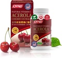 CATALO Acerola Cherry Extract Kapsulas – C vitamīns no Acerola Cerries, augu bāzes, Nr sintētisko C vitamīnu, bez mākslīgām krāsām vai konservantiem – 60 veģetārās kapsulas
