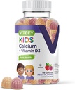 Bērniem kalcija Gumijas ar vitamīnu D3 - atbalsta kaulu veselību un zobu veselību - dabiski avots kalcija 500mg Plus vitamīns D3 1000iu - bez lipekļa, bez ĢMO - garšīgs košļājamās augļu aromatizēts gumija