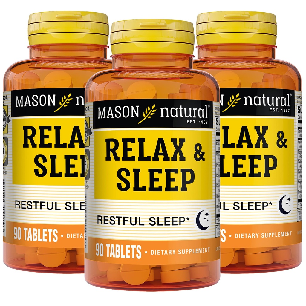 Majons DABAS Relax & Miega Uztura augu papildinājums ar baldriāna Saknes un Passiflora ekstraktu, 9 Month Supply, 3 Pack