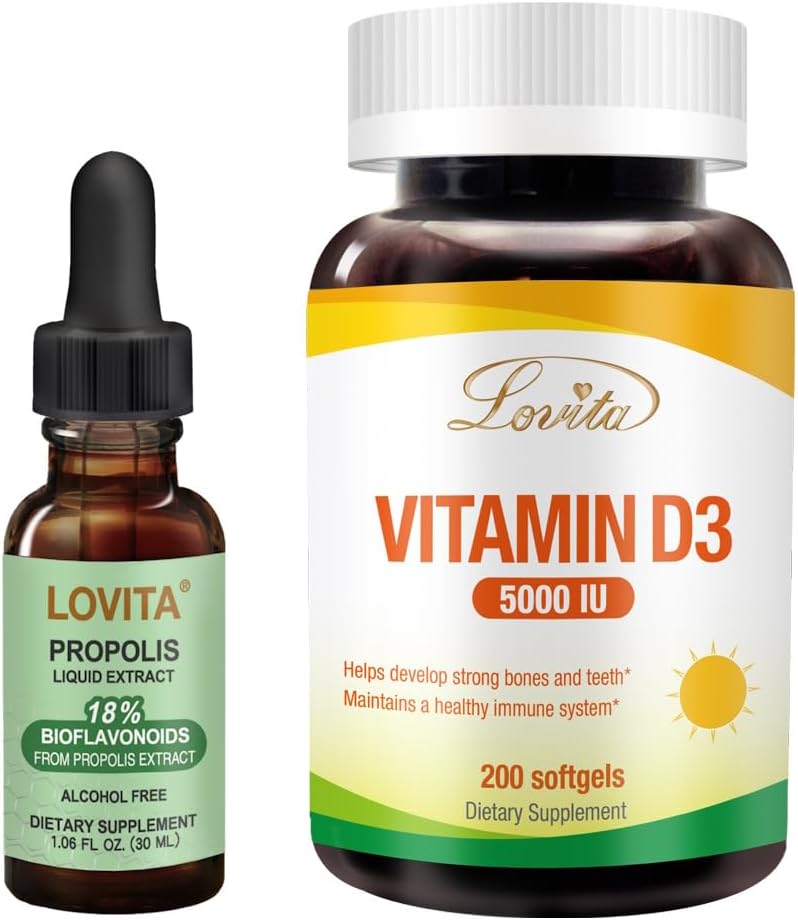 Lovita bišu propoliss Šķidrais ekstrakts & D3 vitamīns Softgel Nutrient papildinājums Bandle