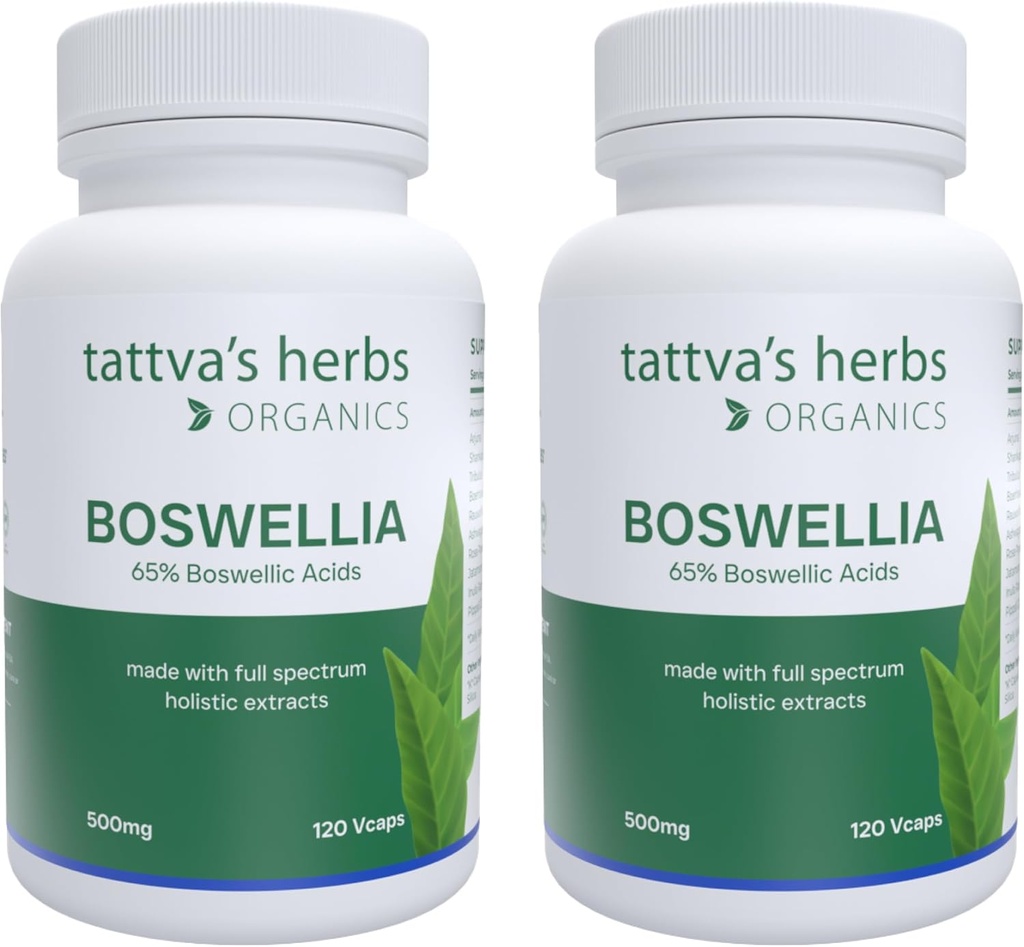 Tattva herbs Boswellia Serrata papildinājums, Boswellia ekstrakta kapsulas, locītavu atbalsta papildinājums, CO2 ekstrakts, Boswellia Complex Powder, 2-Pack, 240 Count, 500 mg - 25 gadus Premium Service