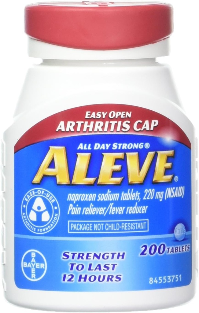 Aleve tabletes ar viegli atvērtu artrītu Cap, Naproxen Nātrijs, 220 mg (NPL) Sāpes Reliver/Fever Reducer, 200 skaits (iepakojums no 2)