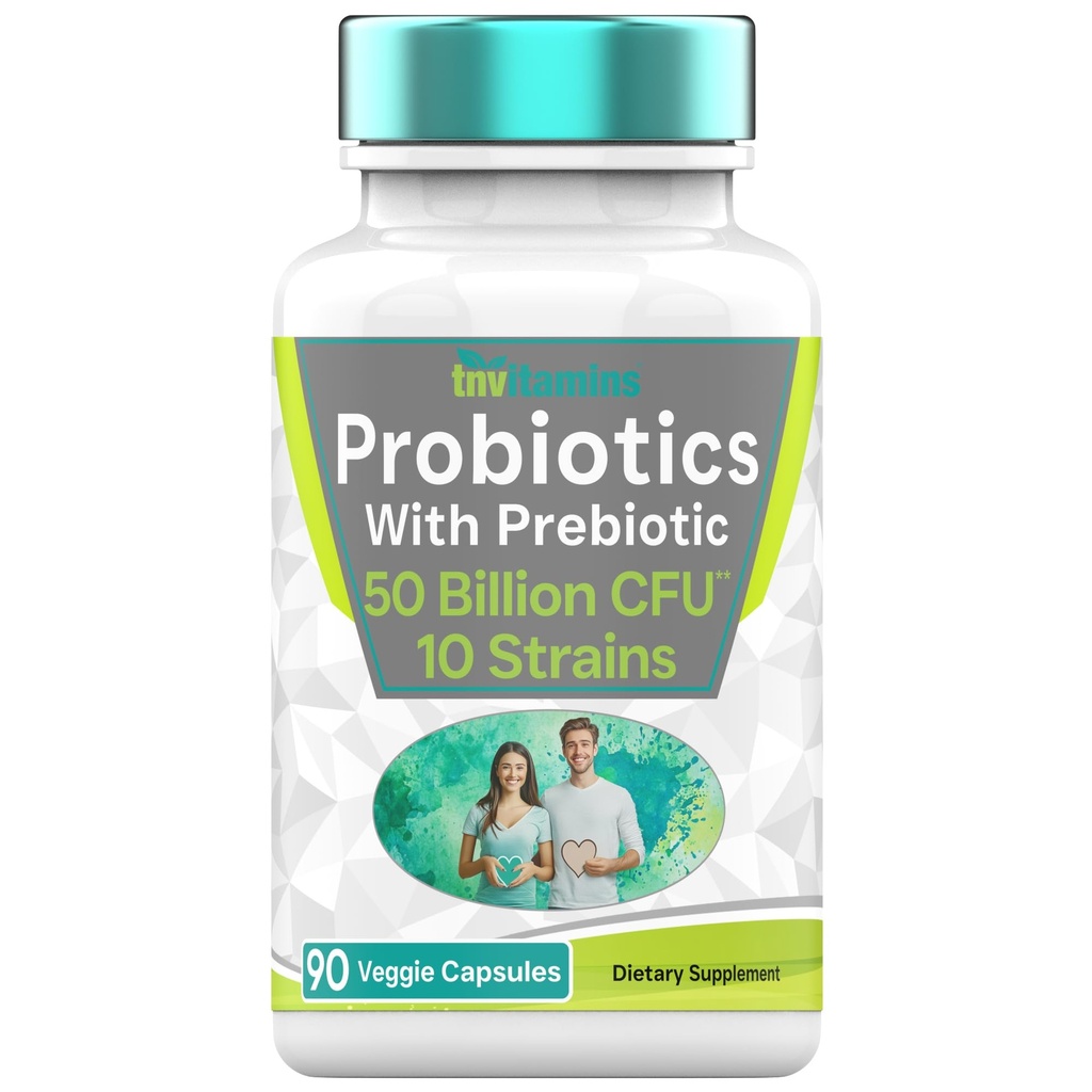 Probiotikas ar prebiotiku: 50 miljardi CFU - 10 celmi - 90 veģetārās kapsulas - ar Acidophilus Probiotikas gremošanas veselībai, Gut Veselība, un Imūnsupport * -- vīriešiem un sievietēm