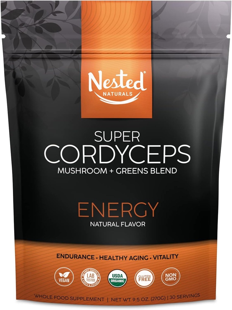 Super Zaļie Dienas Zaļie Superfood Powder - Sertificēts USDA Organiskais Zaļais Pulveris w/20+ Veseli pārtikas produkti, Spirulīna Pulveris, Kviešu un miežu zāle - Probiotikas, Fiber & Fermenti - Cordyceps, 30 Kalpo