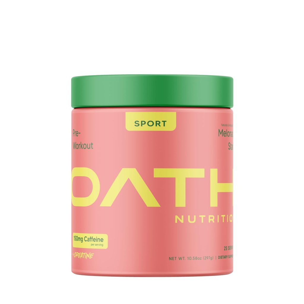 Oath Nutrition Sport Bezcukura pirmsdarbs Pulveris, Melonade Stand, Satur kreatīnu monohidrātu, kofeīnu un beta alanīnu, pirmsdarbs Pulveris sievietēm un vīriešiem, 25 Kalpo