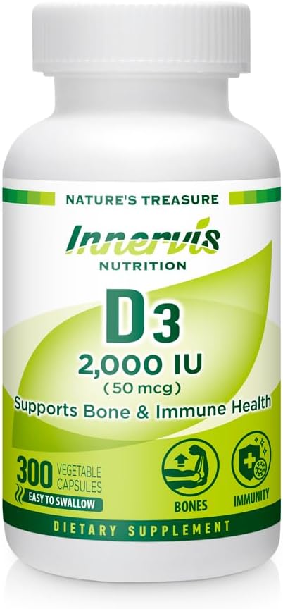 Augstas aktivitātes vitamīns D3 2000 SV – Boost Imūnās, atbalsta kaulu un zobus, viegli norīt 300 Veg kapsulas