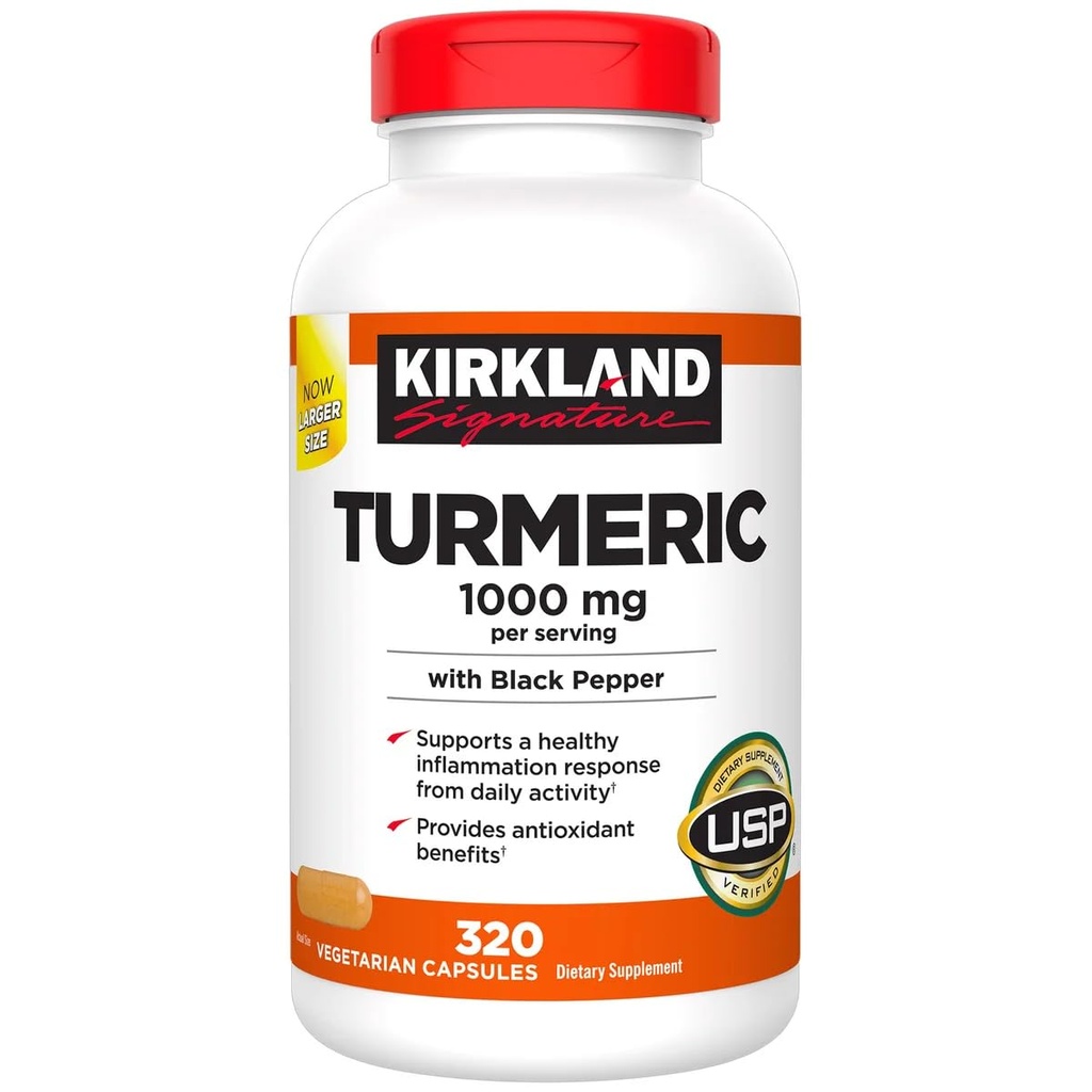 Kirkland Signature Turmeric with Black Pepper, 1000mg (320 grāfs)