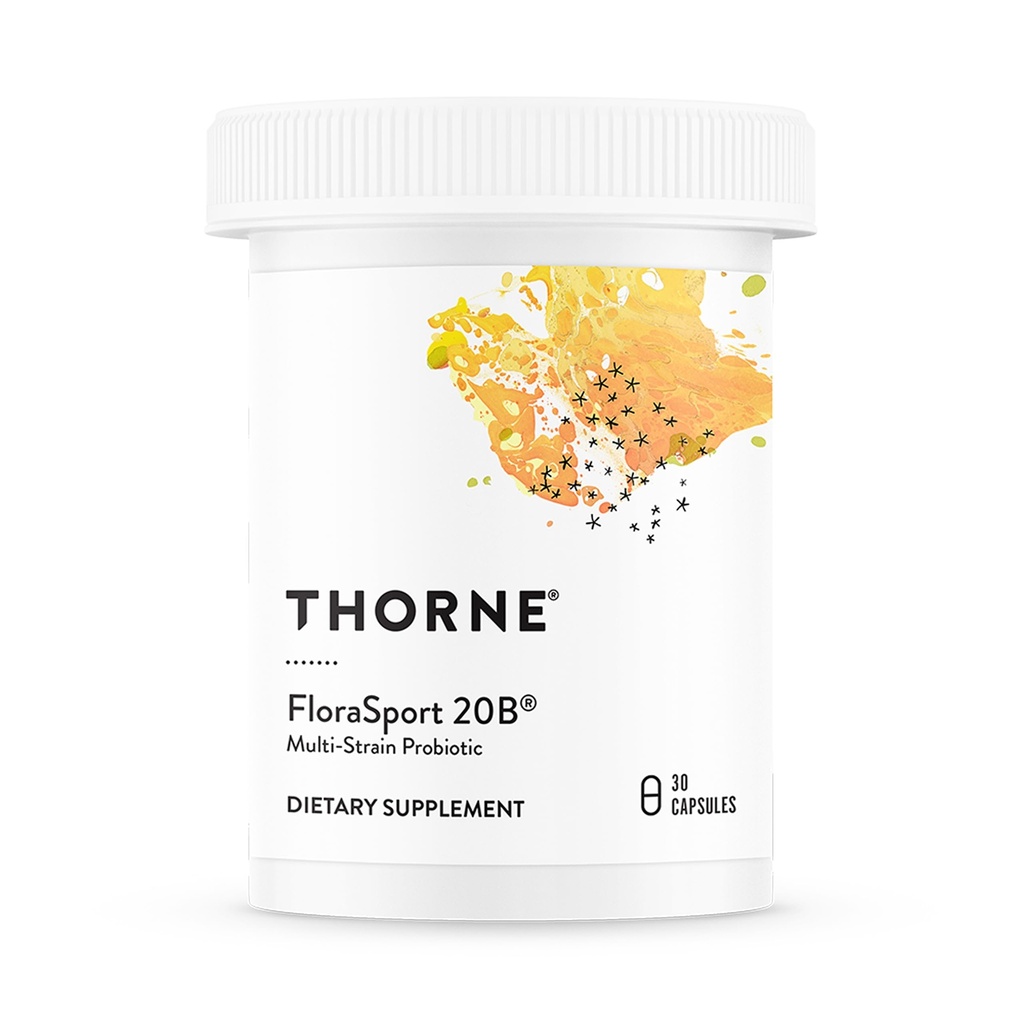 THORNE - FloraSport 20B - Probiotikas papildinājums - veicina Gremošanas atbalsts, Gut veselība, imūnās funkcijas un dažreiz caureja vai aizcietējums atvieglojumu* - NSF Sertificēts sporta - 30 Kalpo