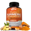 NutriFlair Turmeric Kurkumīns ar ingveru un BioPerine Black Piparu piedevas, 180 Kapsulas - 95% Kurkuminoīdi - Kopīgs atbalsts, Antioksidants, Anti Novecošana - Dabīgs, Ne-GMO, Vegan Labākais maksimālais potences
