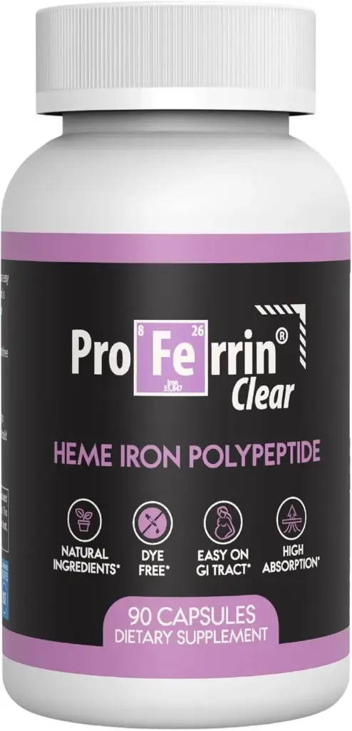 Proferrin Clear Heme Dzelzs Papildinājums, 90 Kapsulas - Superior Absorbcija, Viegli uz Gut, Dabas, Ražots ASV