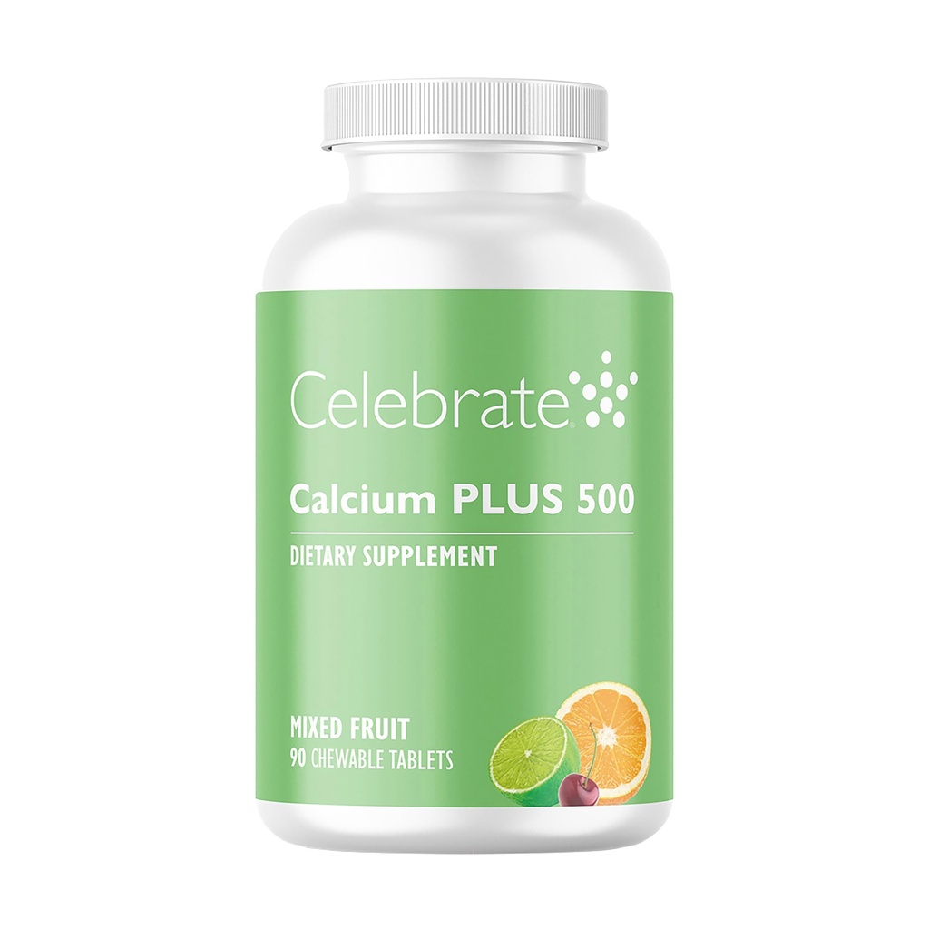 Atzīmējiet vitamīnus Kalcijs Plus - 500mg Kalcija citrāts, 333 SV D3 vitamīns un 34mg Magnijs pēcbariatriskās operācijas - bez lipekļa un bez cukura - Jaukti augļi, 90 košļājamās tabletes