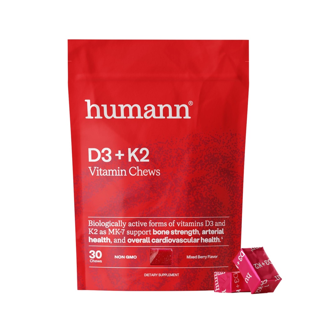 Humann Vitamīnu D3 Košļājamās - augstas potences vitamīns D 5000iu (125mcg) Palīdz atbalstīt veselīgu Mood, Immunity, Respiratorā veselība un kaulu veselība, Jaukta Berry Flavor, 30-Count