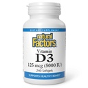 Dabiskie faktori, D3 vitamīns, 5,000 SV, atbalsta locītavu, kaulu un imūno veselību, 240 skaits (1. iepakojums)