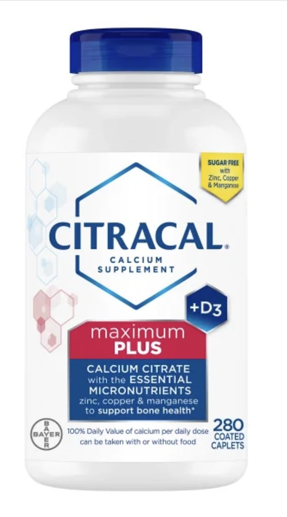 Citra-Cal+D3 papildinājums ar cinku, varu, magniju, maksimālo Plus, 280 skaitļa