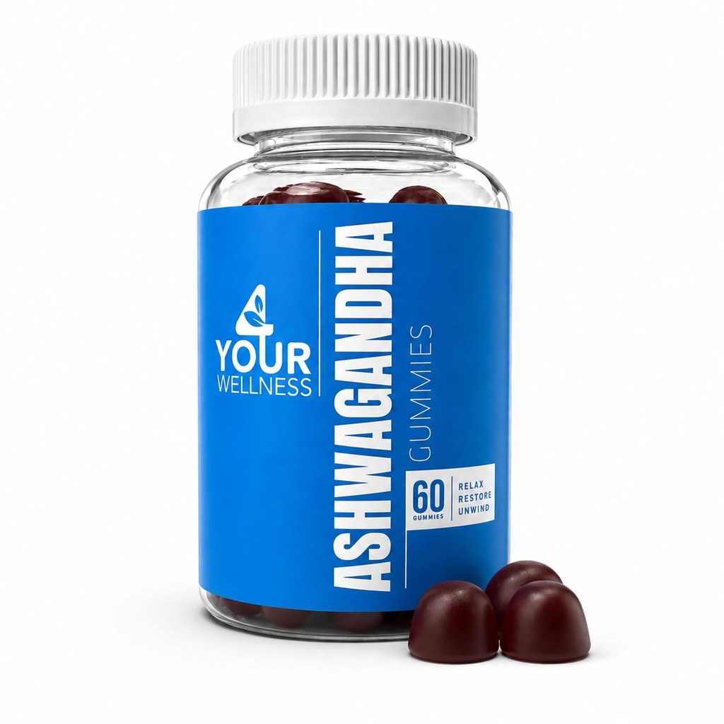 Ashwagandha Gummies Jauktas Berry KSM-66, Lion's Mane, Vitamīnu-D, Non-GMO, Gluten-Free, Želatīns bez & Kosher (60 Skaits (1. iepakojumā))