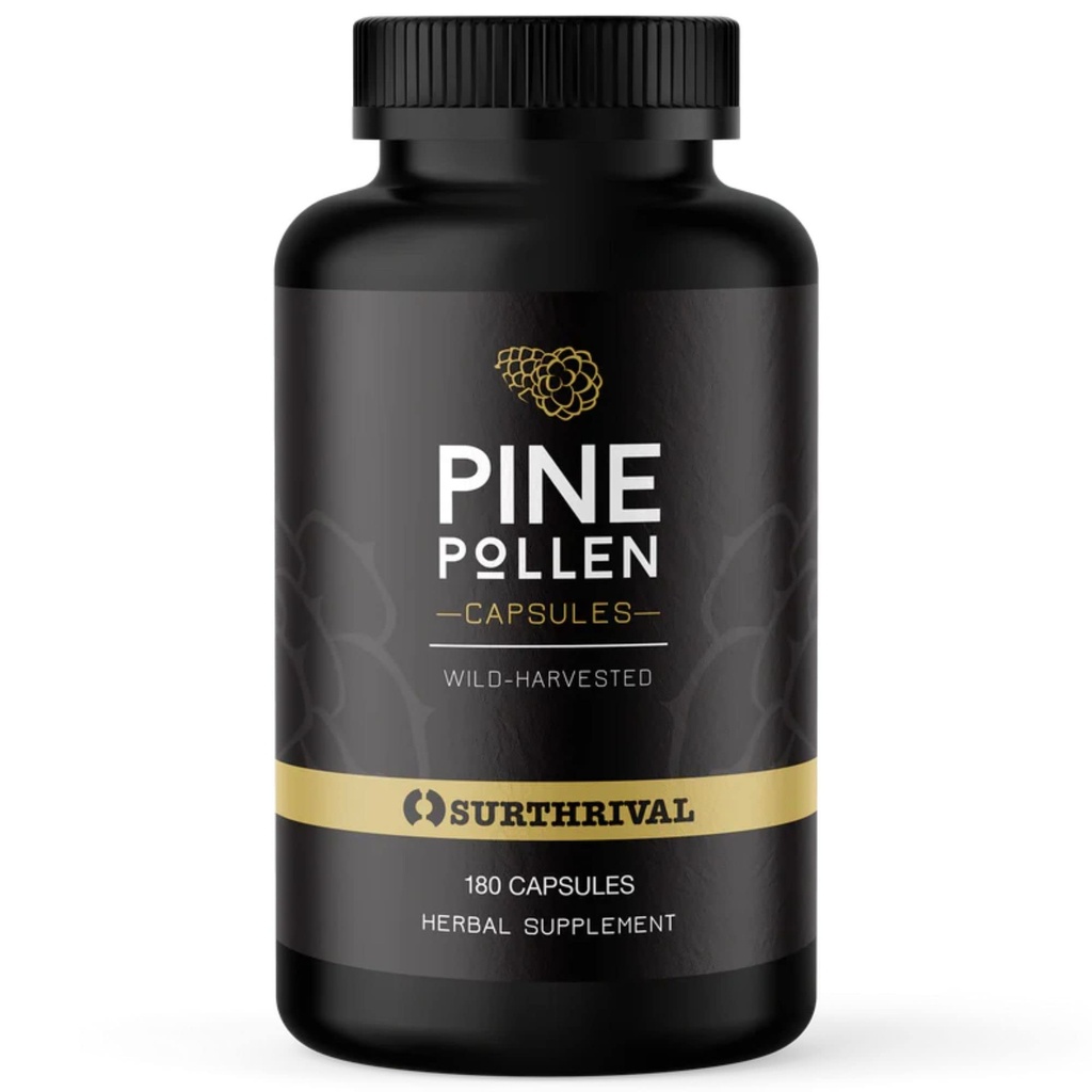 Surthrival: Pine Pollen pulvera kapsulas (180 skaitīšanas), savvaļas ražas, enerģijas un izturības atjaunošana