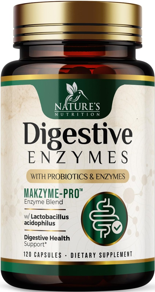 Gremošanas enzīmi - Super Gremošanas Multi Enzīmi Komplekss Bloating & Gut Veselības Atbalsts ar Bromelain, Papain, Probiotikas un Prebiotikas - Gremošanas Veselības Atbalsts sievietēm un vīriešiem - 120 Kapsulas