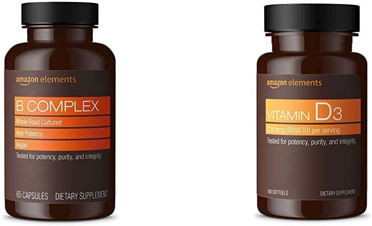 B elements komplekss (65 kapsulas) un Elementi D3 vitamīns (180 softgeli)