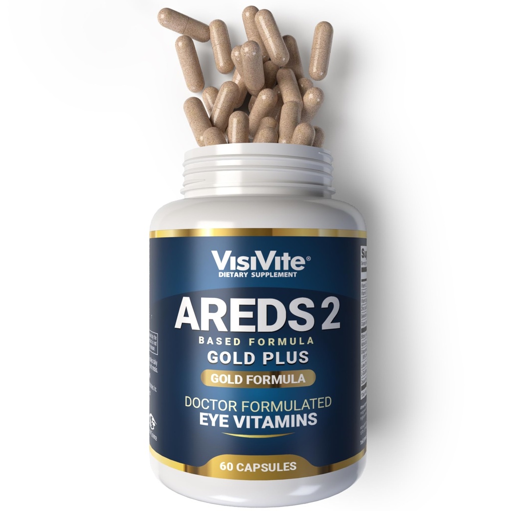 Doctor Formulated AREDS 2 Plus Acu vitamīni ar Zeaxanthin Plus Lutein - melleņu un vīnogu sēklu ekstrakts - Premium acu veselības formula - 60 acu papildinājums Kapsulas VisuVite Gold Plus