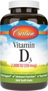 Carlson – D3 vitamīns, 2000 SV (50 μg), kaulu veselība, muskuļu veselība, holekalciferols, D vitamīna piedevas, D3 vitamīns, soft gels, 360 softgeli