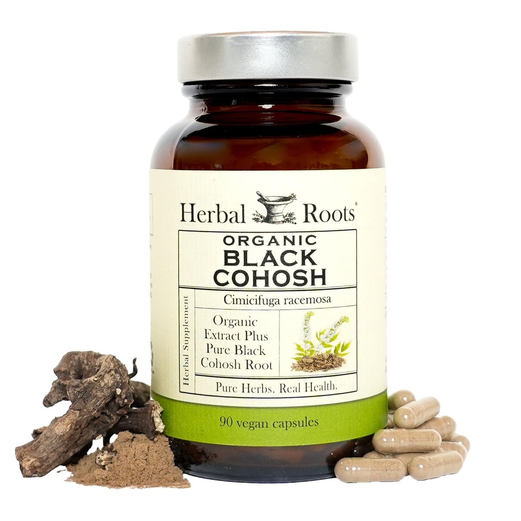 Augu saknes Organic Black Cohosh Saknes     - Extra Strength - Menopauze un menstruālais atbalsts sievietēm - 90 kapsulas, Vegan