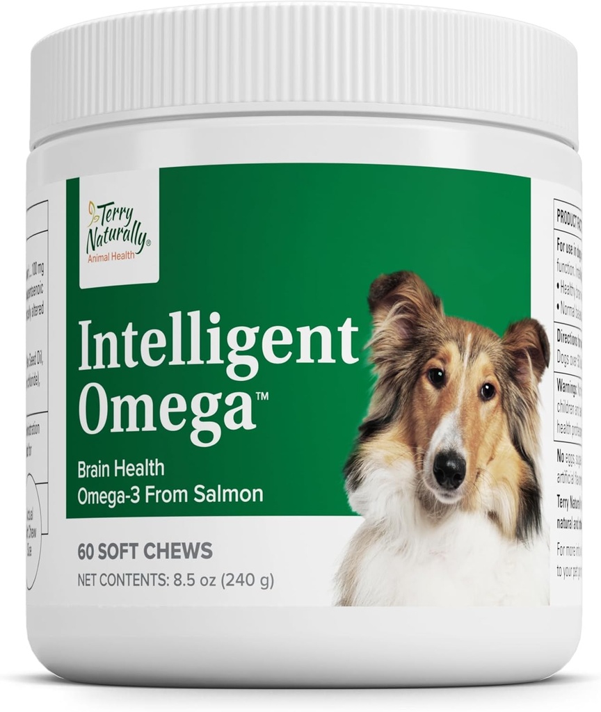 Terry Dabiski inteliģenta Omega - suņu veselības piederumi sirdij, smadzenēm un acu veselībai - Mājdzīvnieku barībai - sirds, smadzenes un acu atbalsts suņiem - 60 Soft Chews