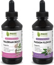 Labāks miegs Bundle - Maxx Herb Passion Flower Extract + Baldriāna Saknes ekstrakts - relaksācijas un stresa vadībai, bez alkohola - (1 katrs) 4 Oz pudele (60 Servē)