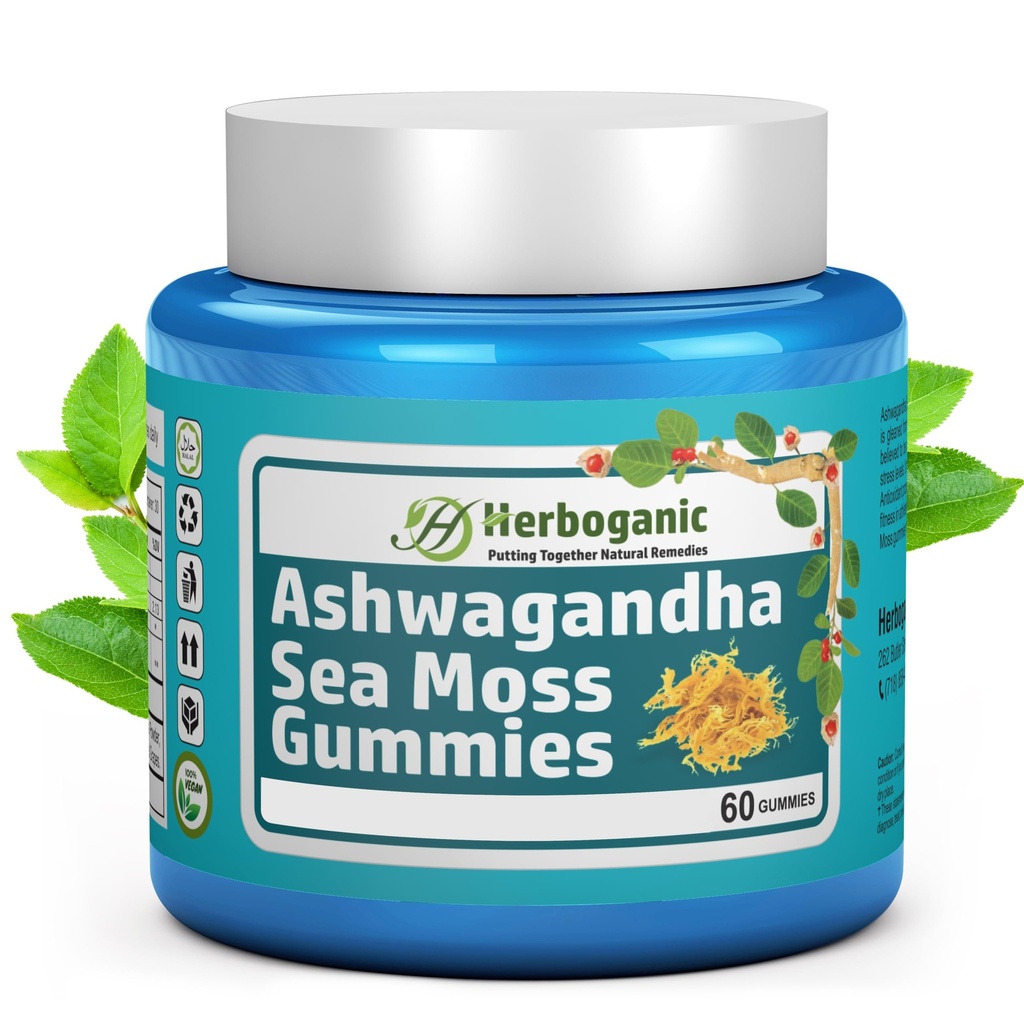 HERBOGANIC Ashwagandha Sea Moss Gumies - 60 grāfs
