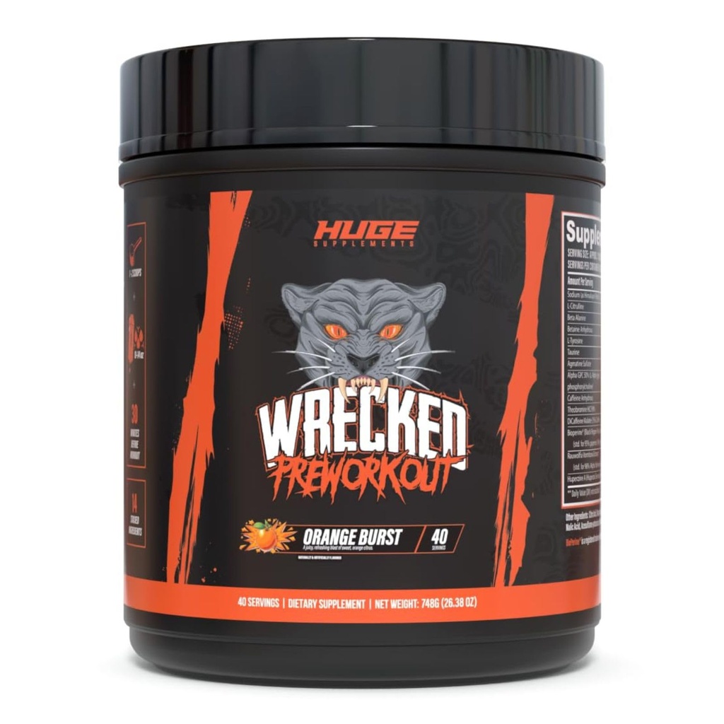 Milzīgs papildinājumi Wrcked pirms-Workout, Advanced Formula, palielina enerģiju, Focus, sūkņi & veiktspēju, 10g L-Citrulline, 6.4g Beta Alanine, 5g Tirozīns, 1g Alpha GPC, 375mg Ātri iedarbojas kofeīns & vairāk