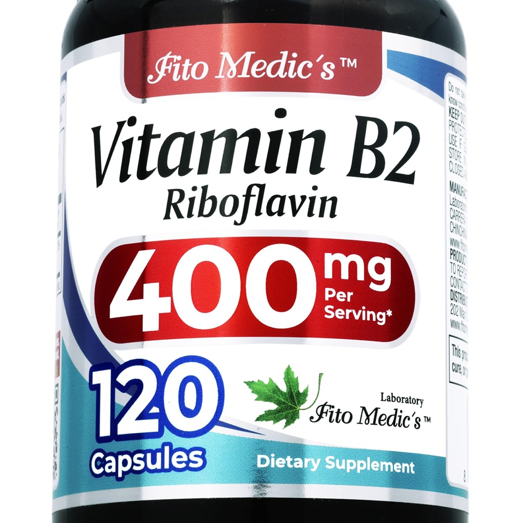 FITO MEDIC'S Labs -- vitamīns b2 - 120 Kapsulas - 400 mg - riboflavīns 400 mg - b2 vitamīns 400 mg - b2 - riboflavīns -- Ultrahigh Absorbcija.