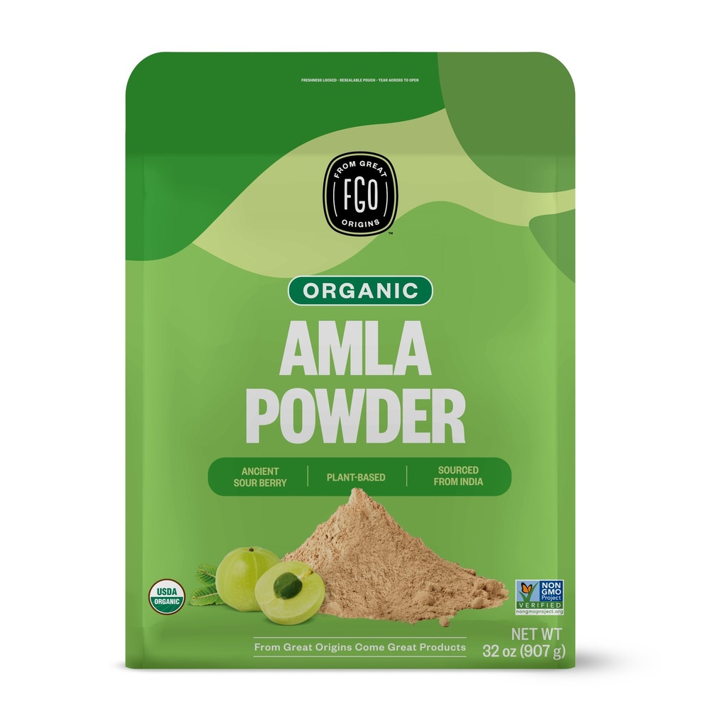 FGO Organic Amla Powder, 2 Pound / 32oz, USDA Organic Indijas zossberry (Amalaki), Non-GMO, Natural Vitamin C - 100% Raw and Natural (Iepakojums 1)