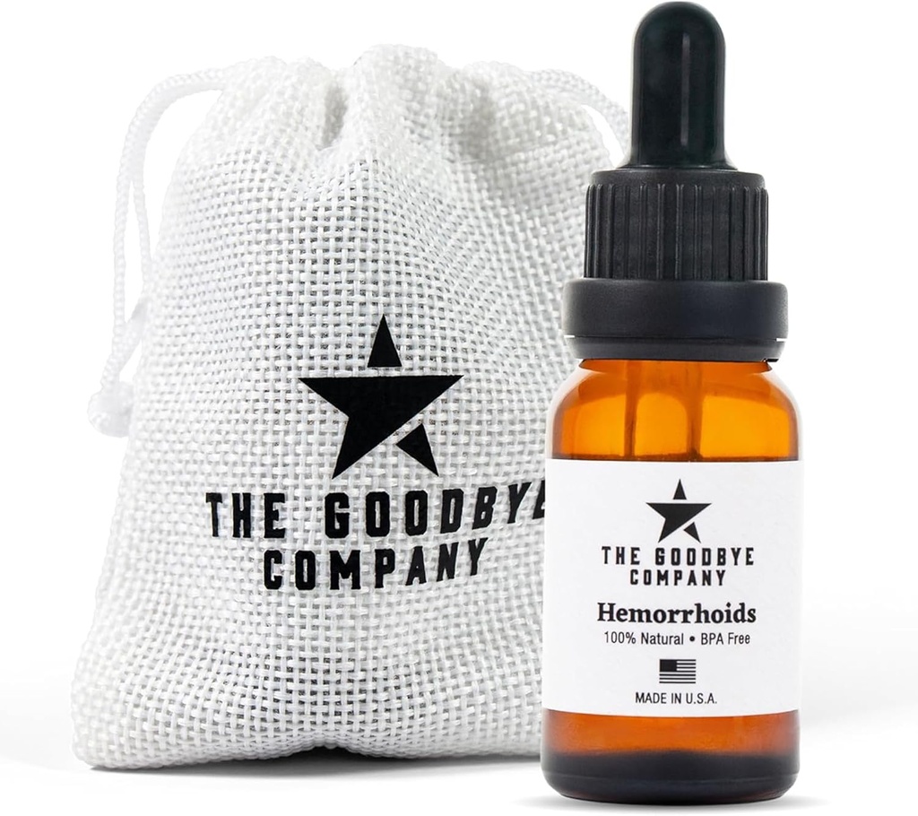 The Goodbye Company Organic Hemorrhoid Relief Serums - Dabīga Raganu lazdu ārstēšana pret sāpēm, niezi un pietūkumu - iekšējā ārējā nomierinošā formula - Vegan, USA Made, 15ml