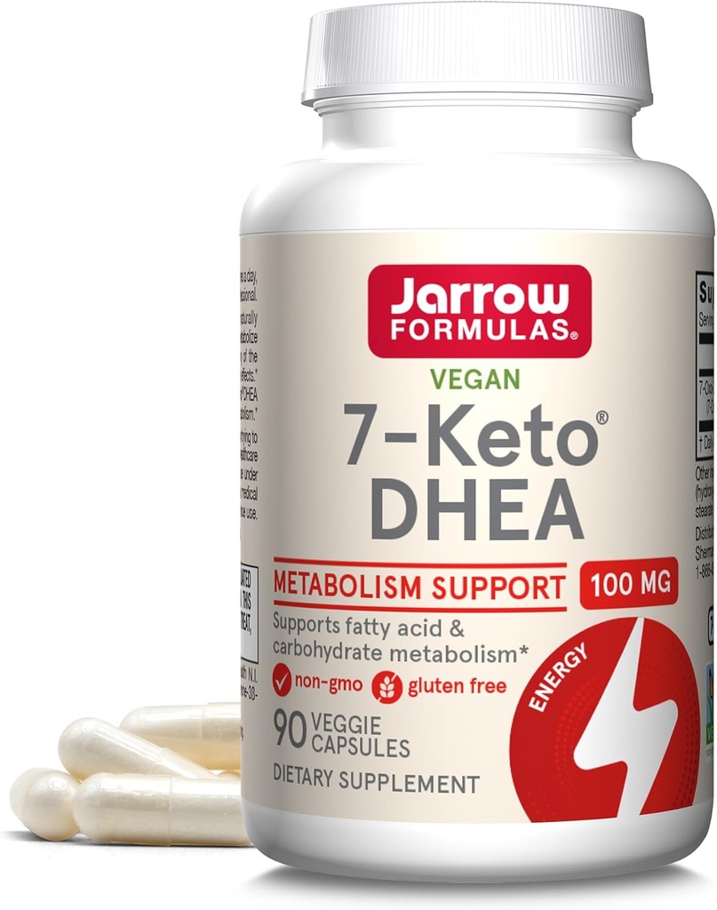 Jarow Formulas 7-Keto DHEA 100 mg - līdz 90 Servings (Veggie Caps) Diētiskā papildinājums - Ogļhidrātu vielmaiņas atbalsts - Non-GMO - Gluten Free - Vegan