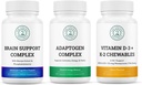 Vitality & Mind Wellness Trio Bundle - smadzeņu atbalsta komplekss, adaptogēna komplekss un D3+K2 vitamīns