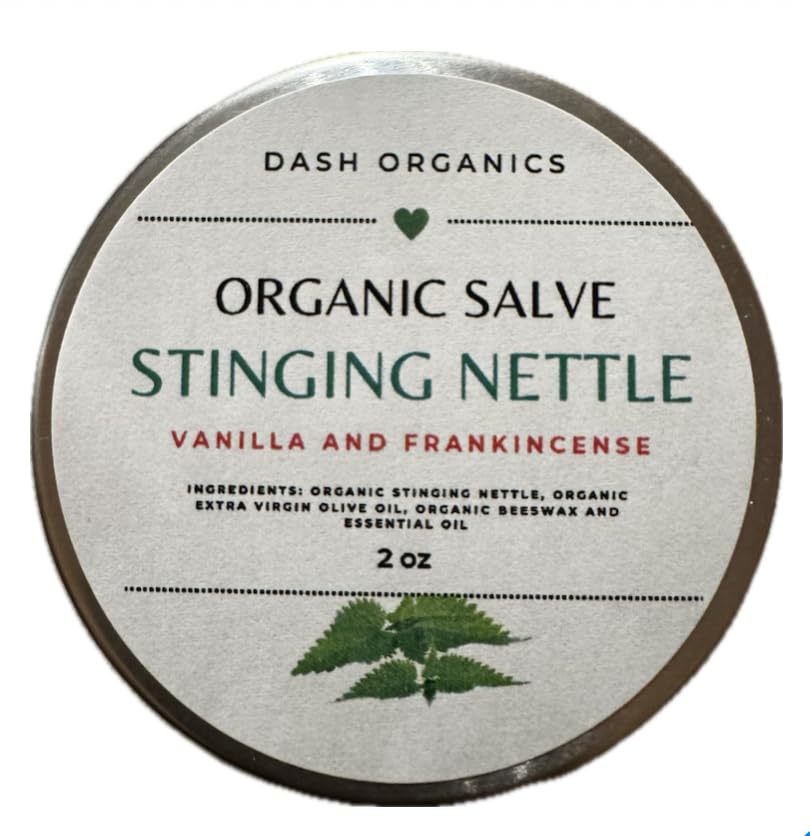DASH ORGANICS Organic Stinging Nattle Salve ; Vanilla & Frankincense Aromatizētas ; 2oz Herbal Balzams