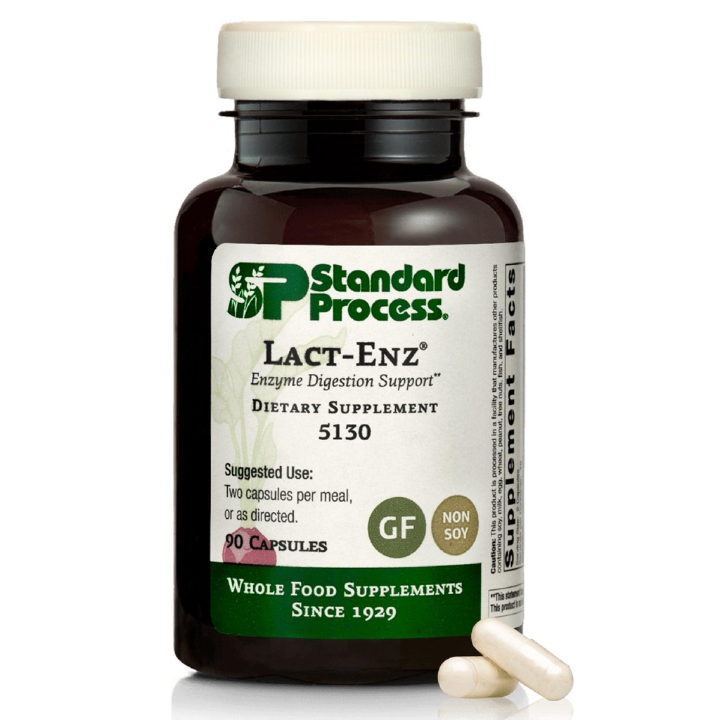 Standarta Process Inc. Lact-ENZ - Vesela pārtika Imūnsupports, Gremošanas un Gremošanas Veselības Ar Bifidobacterium Longum, Celulase, Proteāze, Amilāze, Lipase, Maltodekstrīns un More - 90 Kapsulas
