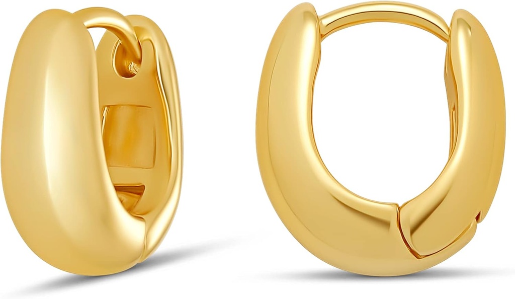 Essentials 14K zelts vai sterlinga sudraba plate Teardrop Huggie Hoop 12mm