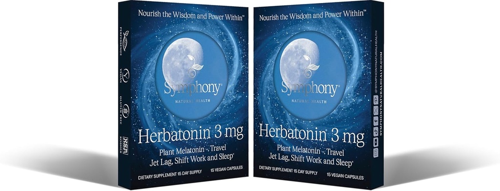 Herbatonin® 3mg - Pirmais dabiskais augs Melatonīna pieaugušo miega līdzeklis, Circadian Rhythm atbalsts Jet Lag, Shift darbs, vispārēja bezmiega - 120 tīras Vegan kapsulas (120 dienu piegādes)