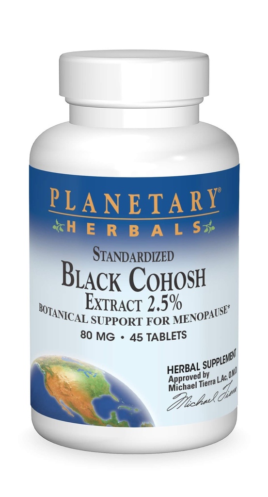 Planetary Herbals Standartized Black Cohosh ekstrakts 2.5 Tabletes, 45 Skaits