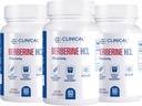 Klīniskā iedarbība Berberine HCL - Pure Berberine 1200mg - Aknu balsts - Vegan papildinājums - 3 iepakojumi - Ražots ASV