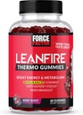 Force Factor LeanFire Termo Gumijas ar B12 Vitamīniem, Kofeīns, & Green Coffee Bean, Boost Enerģija, Metabolisms, Izturība, Stamina, Motivācija, Focus, & Veiktspēja, Pirms Workout Gumies, 60 Gumijas