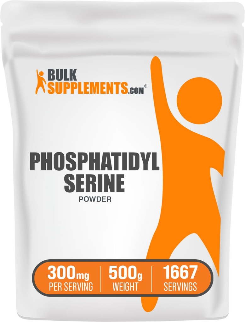 BulkSupplements.com Fosfatidilserīna pulveris - Fosfatidilserīna papildinājums, kas iegūts no sojas pupiņām - 300mg uz vienu Kalpotāju (60mg fosfatidilserīna), 500g (1,1 lbs) (1. iepakojums)