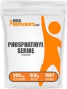 BulkSupplements.com Fosfatidilserīna pulveris - Fosfatidilserīna papildinājums, kas iegūts no sojas pupiņām - 300mg uz vienu Kalpotāju (60mg fosfatidilserīna), 500g (1,1 lbs) (1. iepakojums)