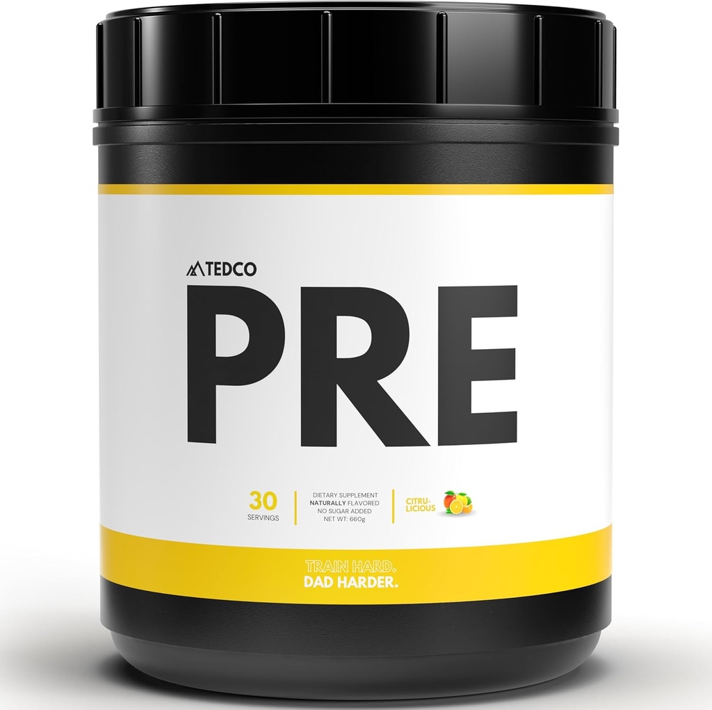 TEDCo Pre Workout pulveris - visi dabas preworkout vīriešiem, nulles Mākslīgie saldinātāji - BCAA, kreatīns, Beta Alanine, L-citrulline - 30 Full Servings (Citrulicious)