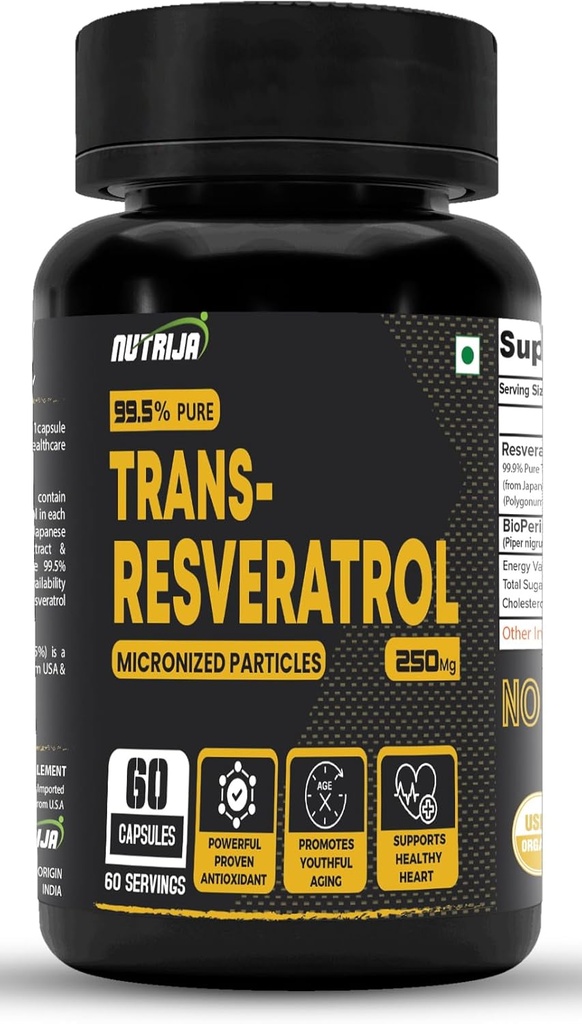 Trans Resveratrol 250MG kapsulas - 99,5% Pure Micronized and Highly Biopieejams Papildinājums 