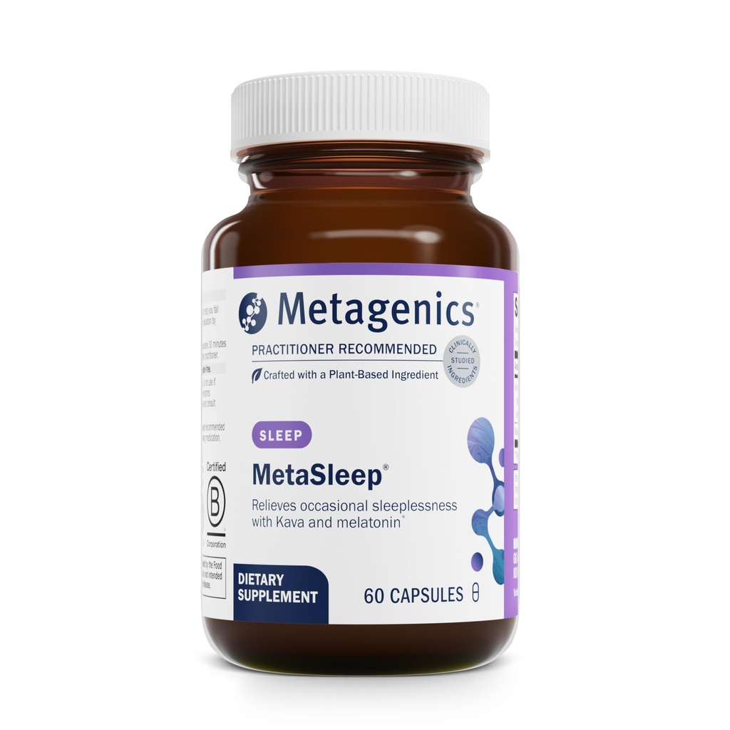 Metagēni - MetaSleep - melatonīna dubultfāze ar Kava miega papildinājumu - 60 kapsulas (1. iepakojums)